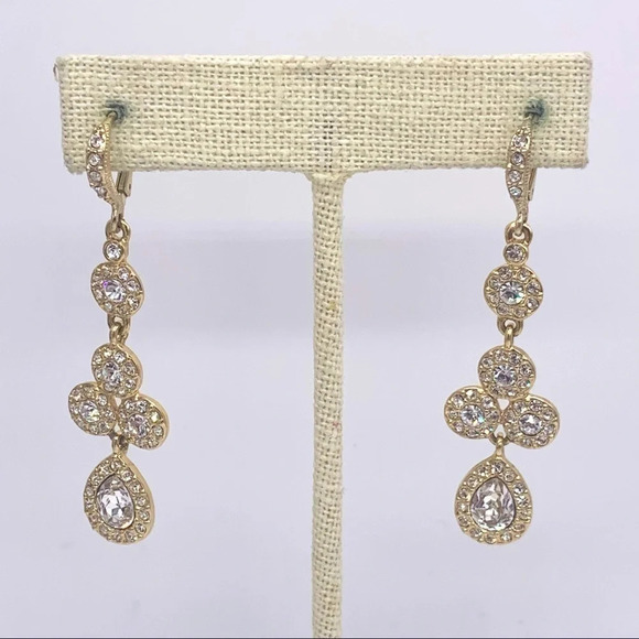 Givenchy Crystal Drop Gold Earrings - Picture 1 of 4